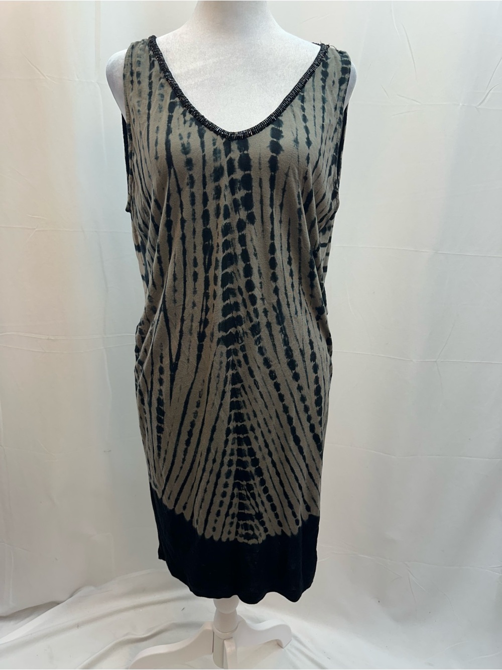 Religion Tie-Dye Sleeveless Midi Dress in army green and Black L NWTS